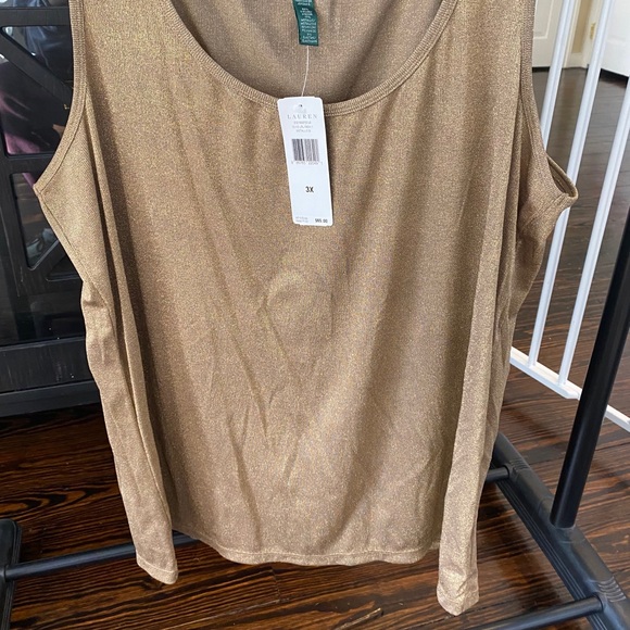Lauren, by Ralph Lauren, gold sparkly tank - Picture 7 of 7